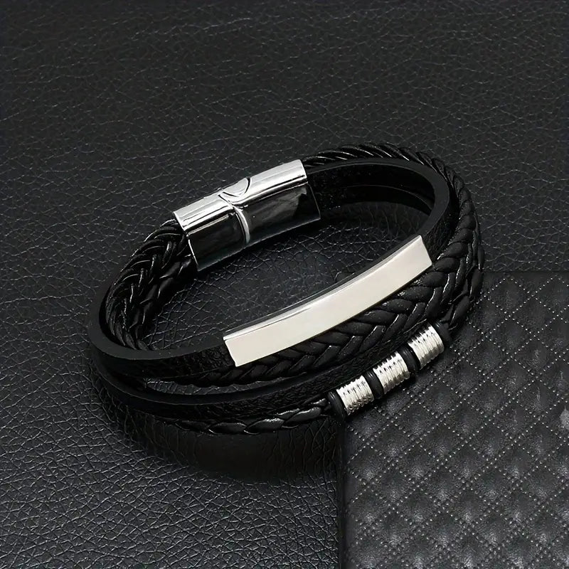 Luxurious Beaded Pu Bracelet Magnetic Buckle