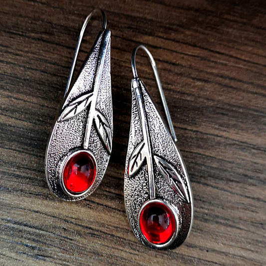 Red Crystal Earrings in Silver