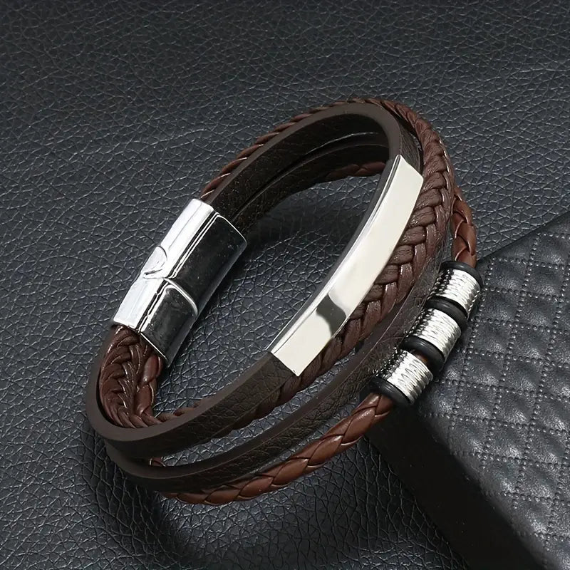 Luxurious Beaded Pu Bracelet Magnetic Buckle