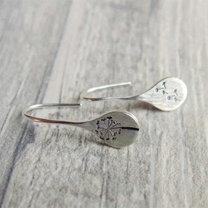 925 Sterling Silver Dandelion Leaf Earrings