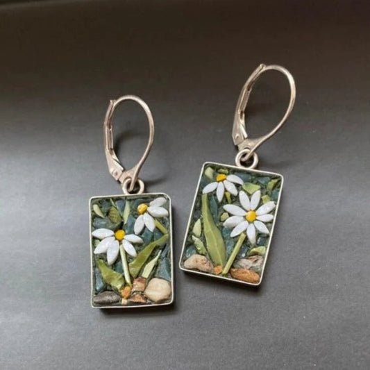 Rectangular Flower Earrings