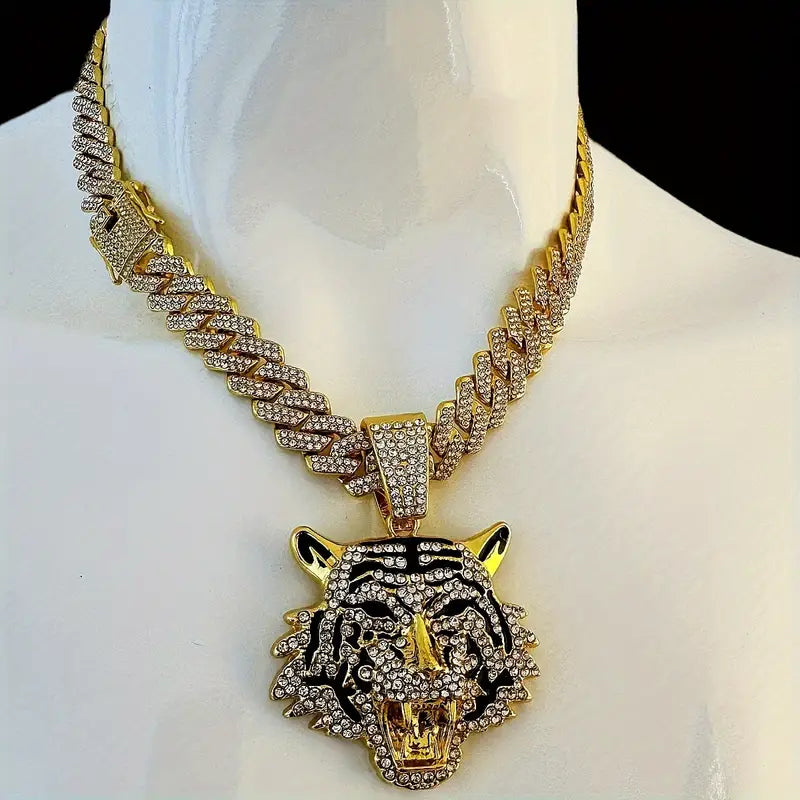 ’s Gold Plated Tiger Pendant Necklace