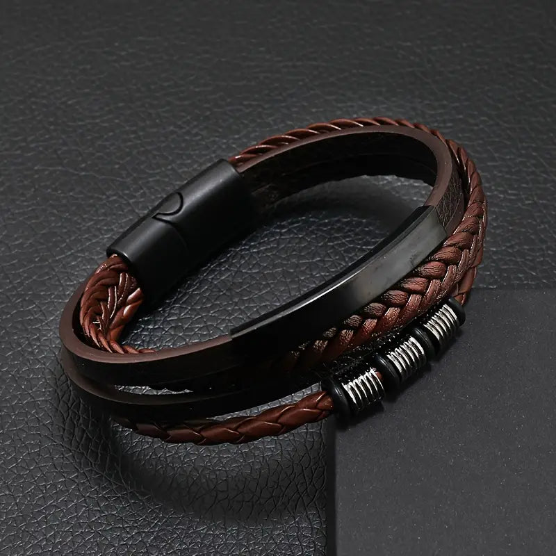 Luxurious Beaded Pu Bracelet Magnetic Buckle