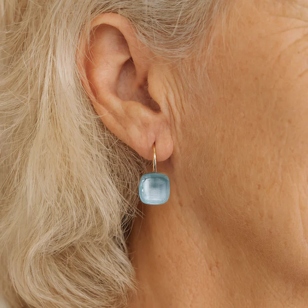 Blue Inlaid Zirconia Earrings
