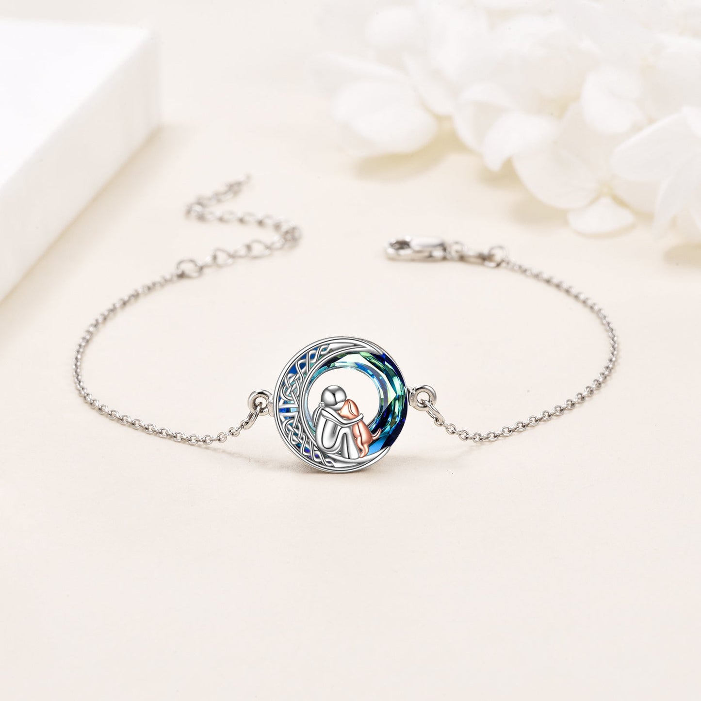 Sterling Silver Adjustable Dog Charm Bracelet