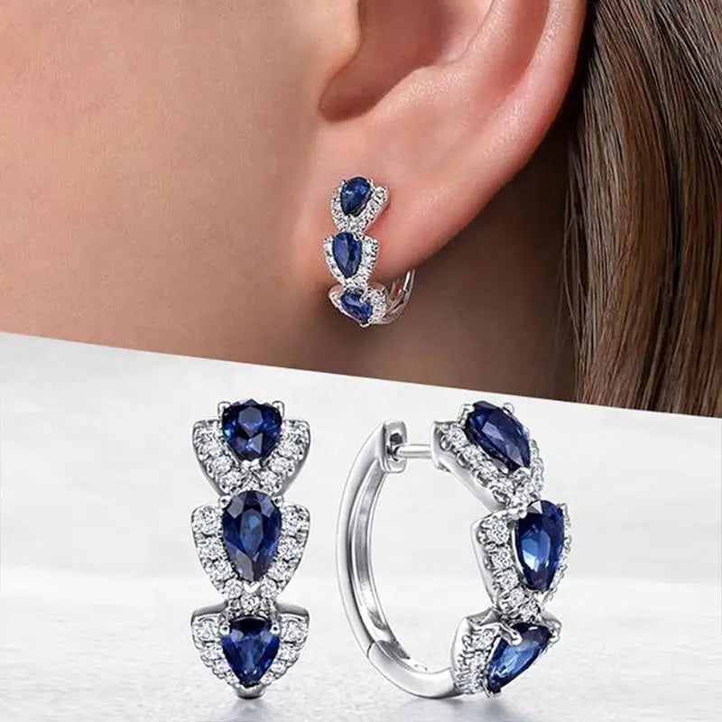 Shiny Crystal Hoop Earrings