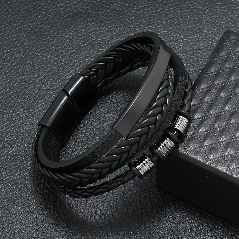 Luxurious Beaded Pu Bracelet Magnetic Buckle