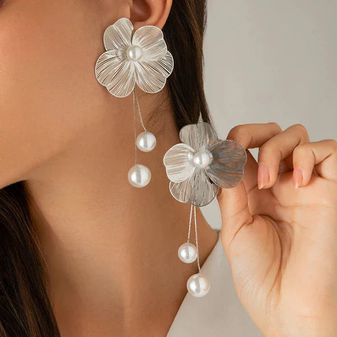 Earrings With Pearls and Petals